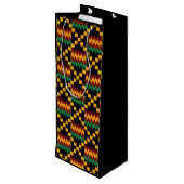 Geel, groen, rood, zwart Kwanzaa Kente doek Wijn Cadeautas (Achterkant Gekanteld)