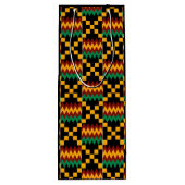 Geel, groen, rood, zwart Kwanzaa Kente doek Wijn Cadeautas (Achterkant)