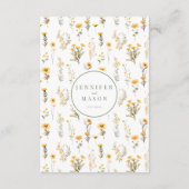 Geel groen rustiek wildflower bruiloft menu kaarte (Achterkant)