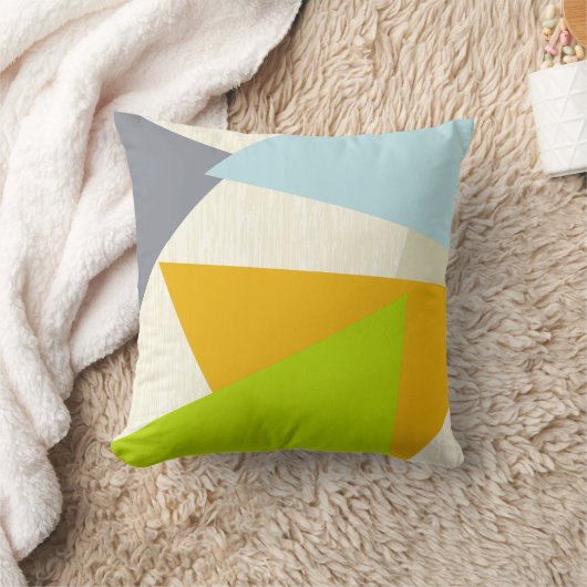 Geel Groen Sinaasappel en Tan Modern Geometric Kussen (Deken)