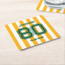 Geel & Groen Sportteam Aangepaste Naam Team Kartonnen Onderzetters