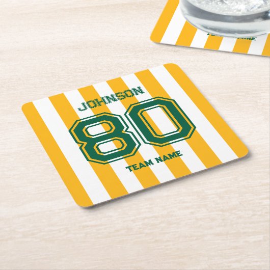 Geel & Groen Sportteam Aangepaste Naam Team Kartonnen Onderzetters (Schuin)