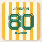 Geel & Groen Sportteam Aangepaste Naam Team Kartonnen Onderzetters (Voorkant)