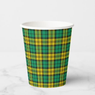 Geel Groen Tartan Plaid Papieren Bekers