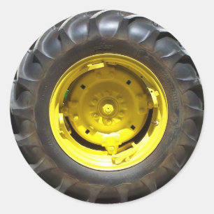 geel groen trekkerwiel ronde sticker