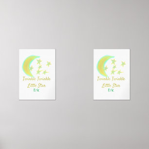 Geel groen twinkle Twinkle Little Star voeg naam t Muurkunst Sets