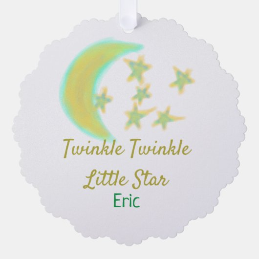 Geel groen twinkle Twinkle Little Star voeg naam t Ornament Kaart (Voorkant)