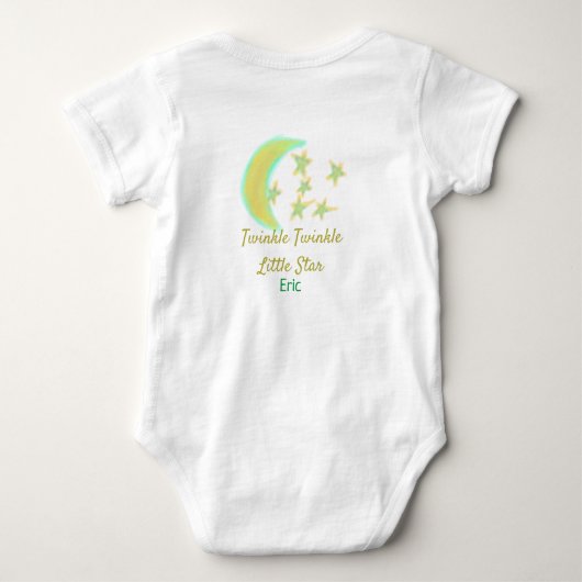 Geel groen twinkle Twinkle Little Star voeg naam t Romper (Achterkant)