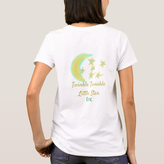 Geel groen twinkle Twinkle Little Star voeg naam t T-shirt (Achterkant)