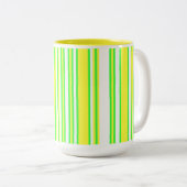 Geel Groen Verticaal Multi-Stripe Tweekleurige Koffiemok (Voorkant rechts)