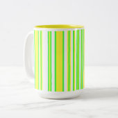 Geel Groen Verticaal Multi-Stripe Tweekleurige Koffiemok (Voorkant links)