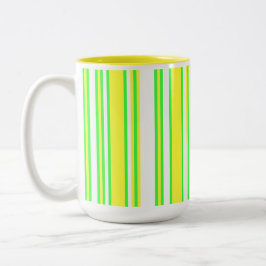 Geel Groen Verticaal Multi-Stripe Tweekleurige Koffiemok