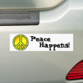 Geel Groen Vredesbord Bumpersticker (Op auto)