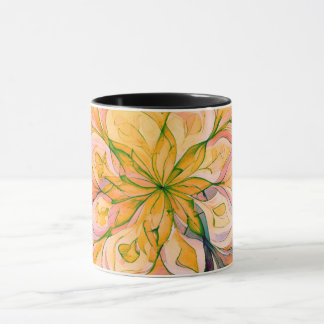 Geel & Groen Waterverf Bloem Boho Mandala Mok