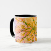 Geel & Groen Waterverf Bloem Boho Mandala Mok (Voorkant links)