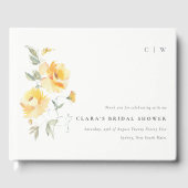 Geel groen Waterverf Roos Bloem Vrijgezellenfeest Gastenboek (Voorkant)