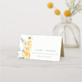 Geel groen Waterverf Roos Vloeiend huwelijk Plaatskaartje (Voorkant)