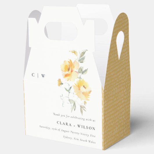Geel groen Waterverf Roos Vloerbunch bruiloft Bedankdoosjes (Geopend)