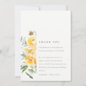 Geel groen Waterverf Roos Vloerbunch bruiloft Bedankkaart (Voorkant)