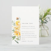 Geel groen Waterverf Roos Vloerbunch bruiloft Bedankkaart (Staand voorkant)