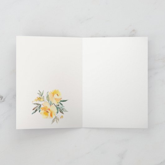 Geel groen Waterverf Roos Vloerbunch bruiloft Bedankkaart (Binnen)