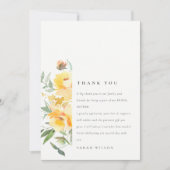 Geel groen Waterverf Roos Vloerbunch bruiloft Bedankkaart (Voorkant)