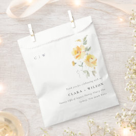 Geel groen Waterverf Roos Vloerbunch bruiloft Bedankzakje