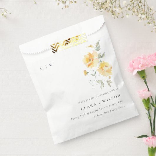 Geel groen Waterverf Roos Vloerbunch bruiloft Bedankzakje (Gezegeld)