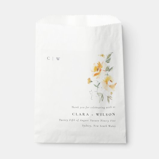 Geel groen Waterverf Roos Vloerbunch bruiloft Bedankzakje (Voorkant)