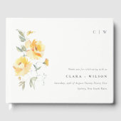 Geel groen Waterverf Roos Vloerbunch bruiloft Gastenboek (Voorkant)