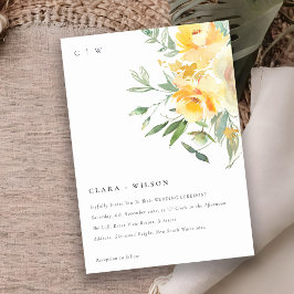 Geel groen Waterverf Roos Vloerbunch bruiloft Kaart