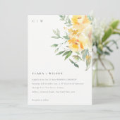 Geel groen Waterverf Roos Vloerbunch bruiloft Kaart (Staand voorkant)