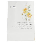 Geel groen Waterverf Roos Vloerbunch bruiloft Medium Cadeauzakje (Achterkant)