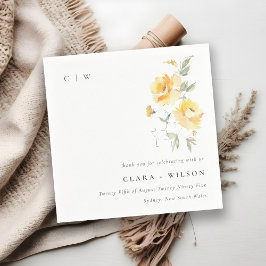 Geel groen Waterverf Roos Vloerbunch bruiloft Servet