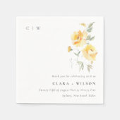 Geel groen Waterverf Roos Vloerbunch bruiloft Servet (Voorkant)