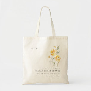 Geel groen Waterverf Roos Vloerbunch bruiloft Tote Bag