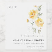 Geel groen Waterverf Roos Vloerbunch bruiloft Wijn Etiket (Enkel label)