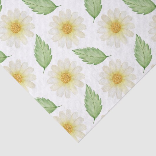 Geel, Groen Waterverf Zomer Daisy Pattern Tissuepapier (Detail)