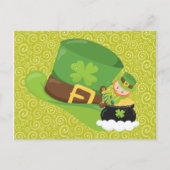 Geel Groen Wervelt Groen Pet Leprechaun Briefkaart (Voorkant)