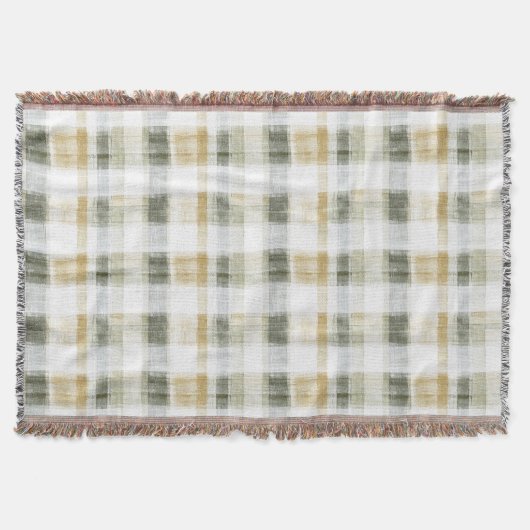 Geel Groen Wit Gestreepte Plaid Deken (Voorkant)