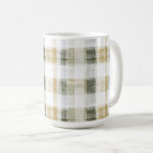 Geel Groen Wit Gestreepte Plaid Koffiemok (Voorkant rechts)