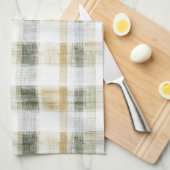 Geel Groen Wit Gestreepte Plaid Theedoek (Quarter Fold)