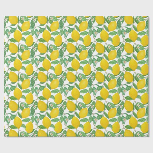 Geel groen wit lemonpatroon cadeaupapier (Vlak)