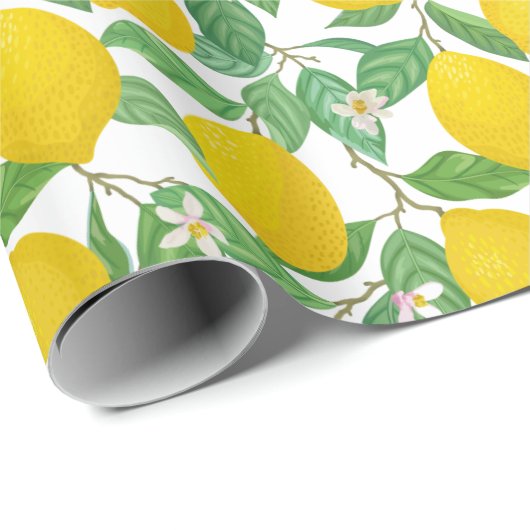 Geel groen wit lemonpatroon cadeaupapier (Rol Hoek)