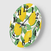 Geel groen wit lemonpatroon grote klok (Hoek)