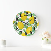 Geel groen wit lemonpatroon grote klok (Huis)
