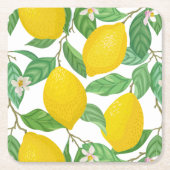 Geel groen wit lemonpatroon kartonnen onderzetters (Voorkant)