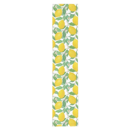 Geel groen wit lemonpatroon korte tafelloper (Voorkant)