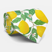 Geel groen wit lemonpatroon stropdas (Opgerold)