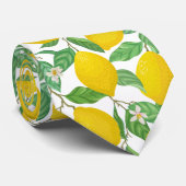 Geel groen wit lemonpatroon stropdas (Opgerold)